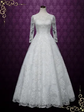 Long Sleeves Lace A-line Wedding Dress | AUGUSTINE