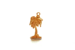 Matte Vermeil Wholesale Gold Tropical Palm Tree Charm Pendant- 18k gold plated over Sterling Silver, Gold Coconut Tree, Gold Pine Tree Charm, 237