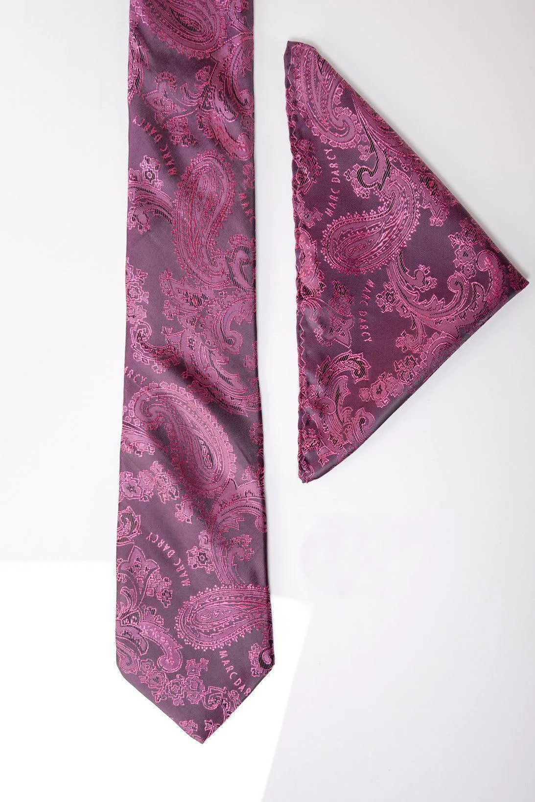 MD PAISLEY - Berry Paisley Tie and Pocket Square Set