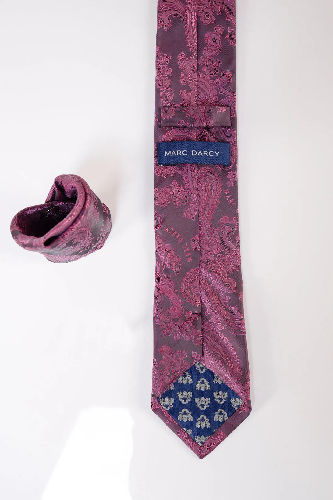 MD PAISLEY - Berry Paisley Tie and Pocket Square Set