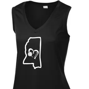 Mississippi State With Pickleball Love | Women’s Sleeveless Athletic Shirt | 100% Polyester