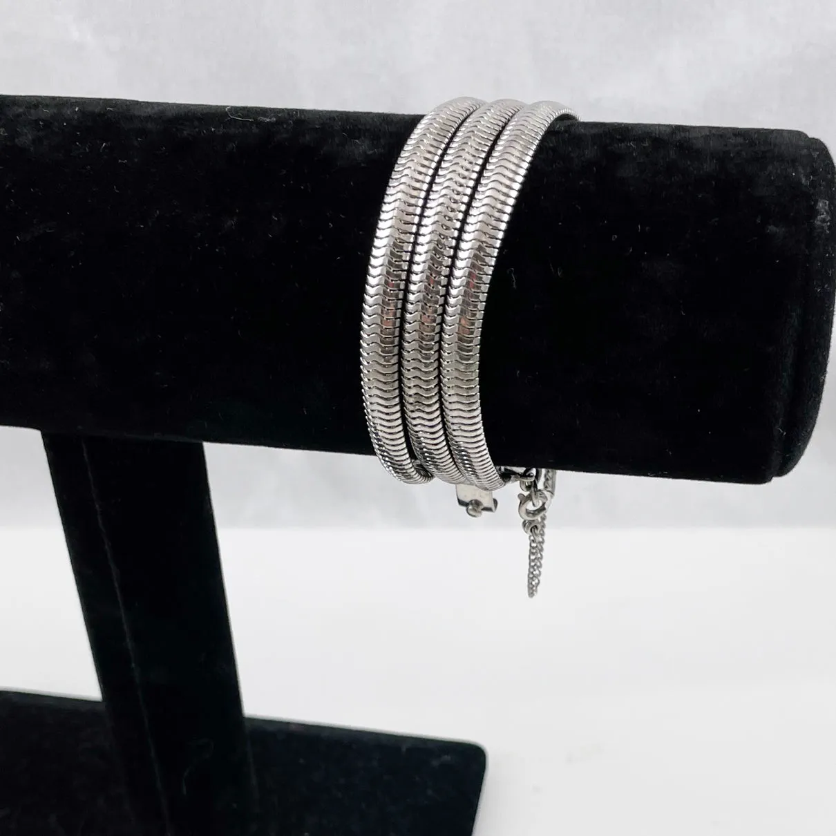 Monet Mid Century Silver Snake Bracelet