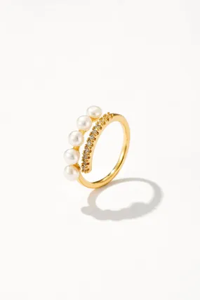 Moonlit Pearl Line Ring