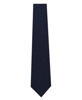 Navy and White Pin Dot Silk Tie