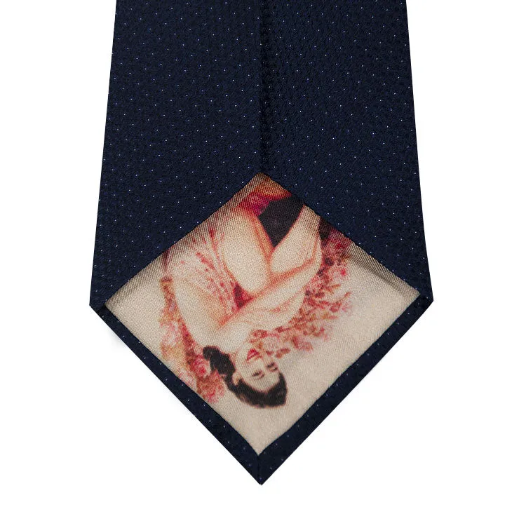 Navy and White Pin Dot Silk Tie