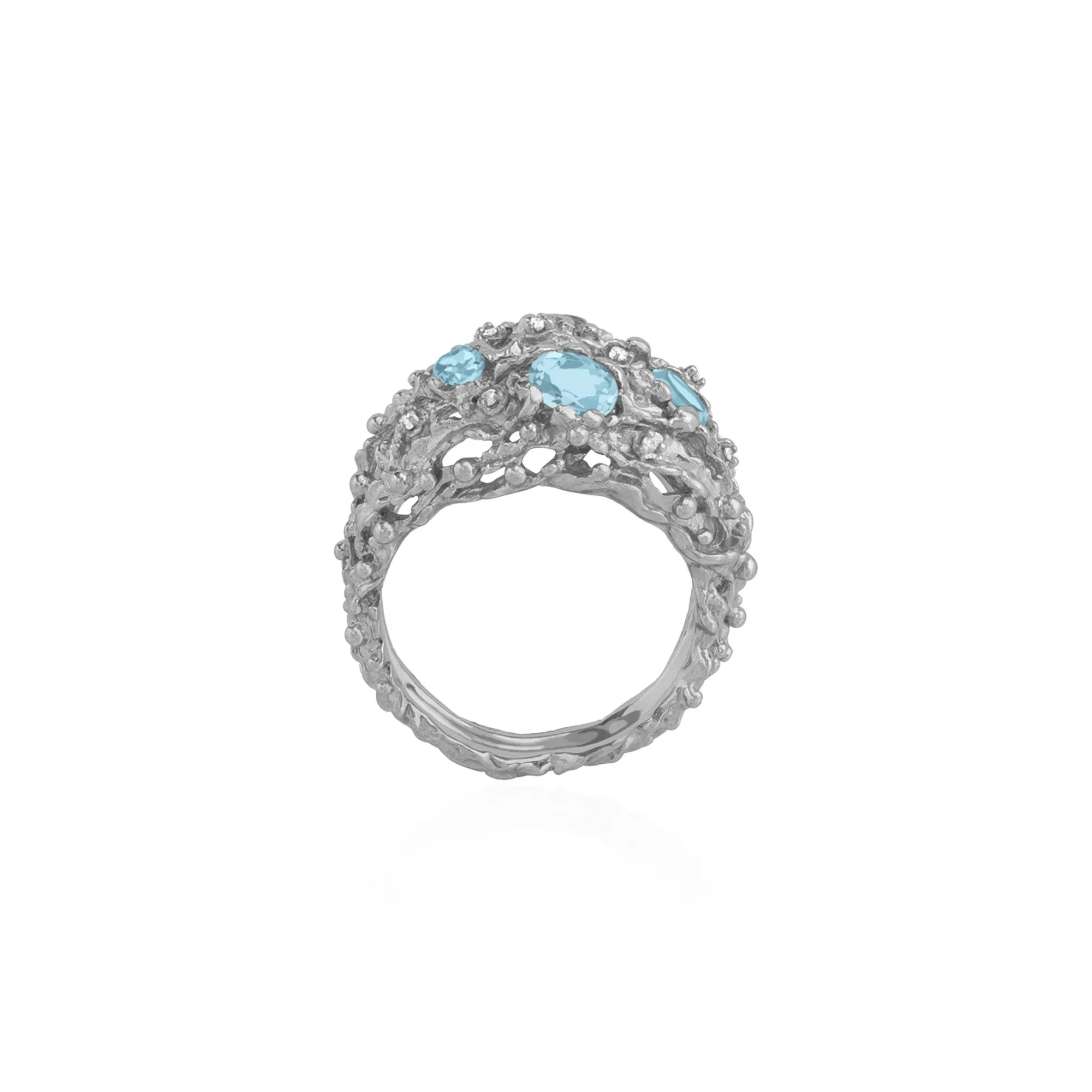 Ocean Ring with Blue Topaz and Diamonds