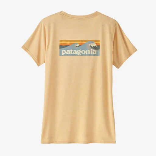 Patagonia Women's Capilene Cool Daily Graphic Shirt - Waters - Boardshort Logo: Sandy Melon X-Dye