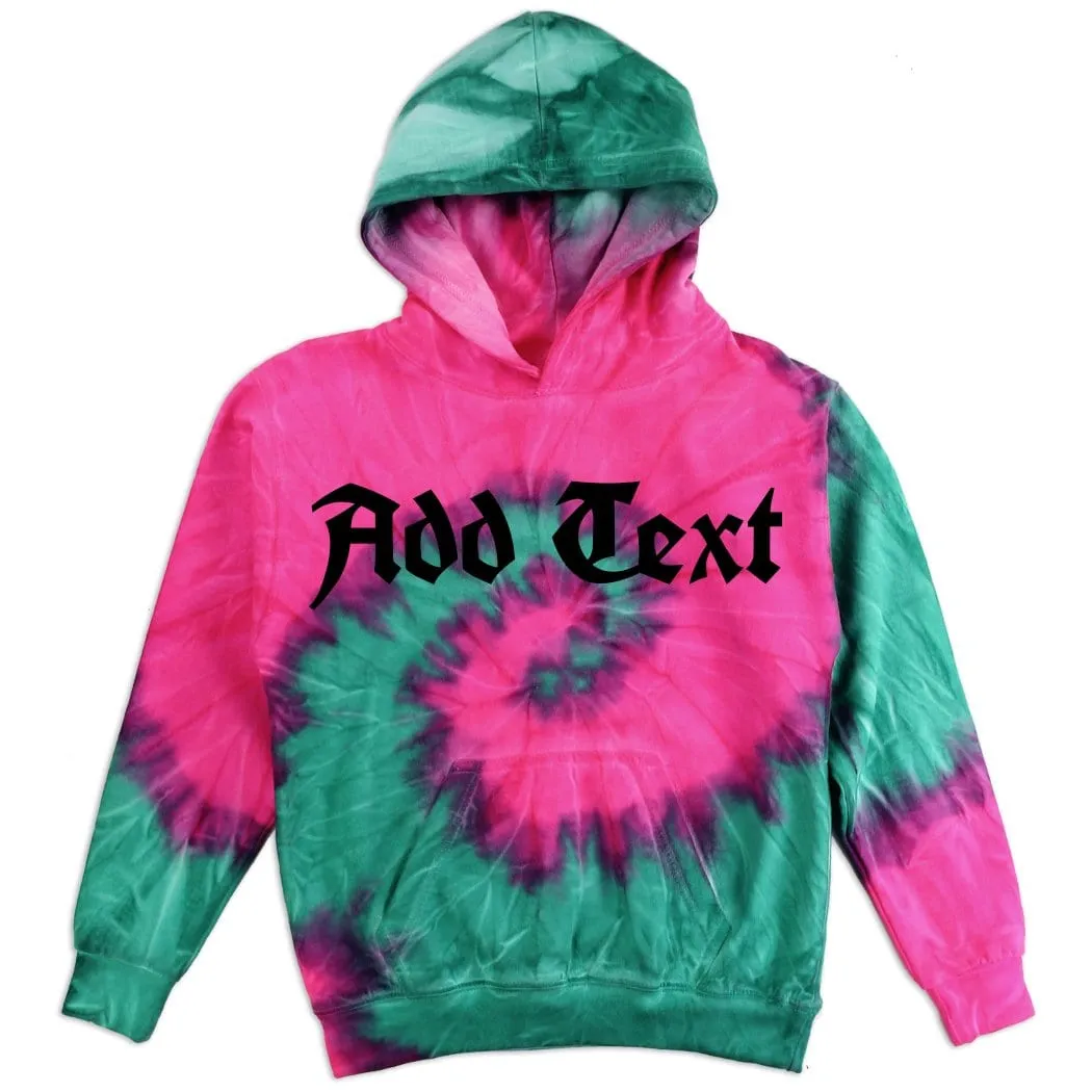 Personalized Neon Tie Dye Fleece Pullover Hooded Sweatshirt - Pink/Mint