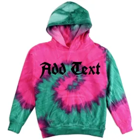 Personalized Neon Tie Dye Fleece Pullover Hooded Sweatshirt - Pink/Mint