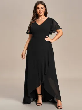 Plus Size Elegant Lotus Sleeves Chiffon Bridesmaid Dress