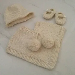 Poncho, Beanie & Booties Set