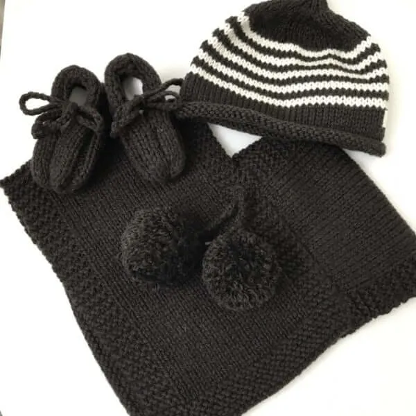 Poncho, Beanie & Booties Set