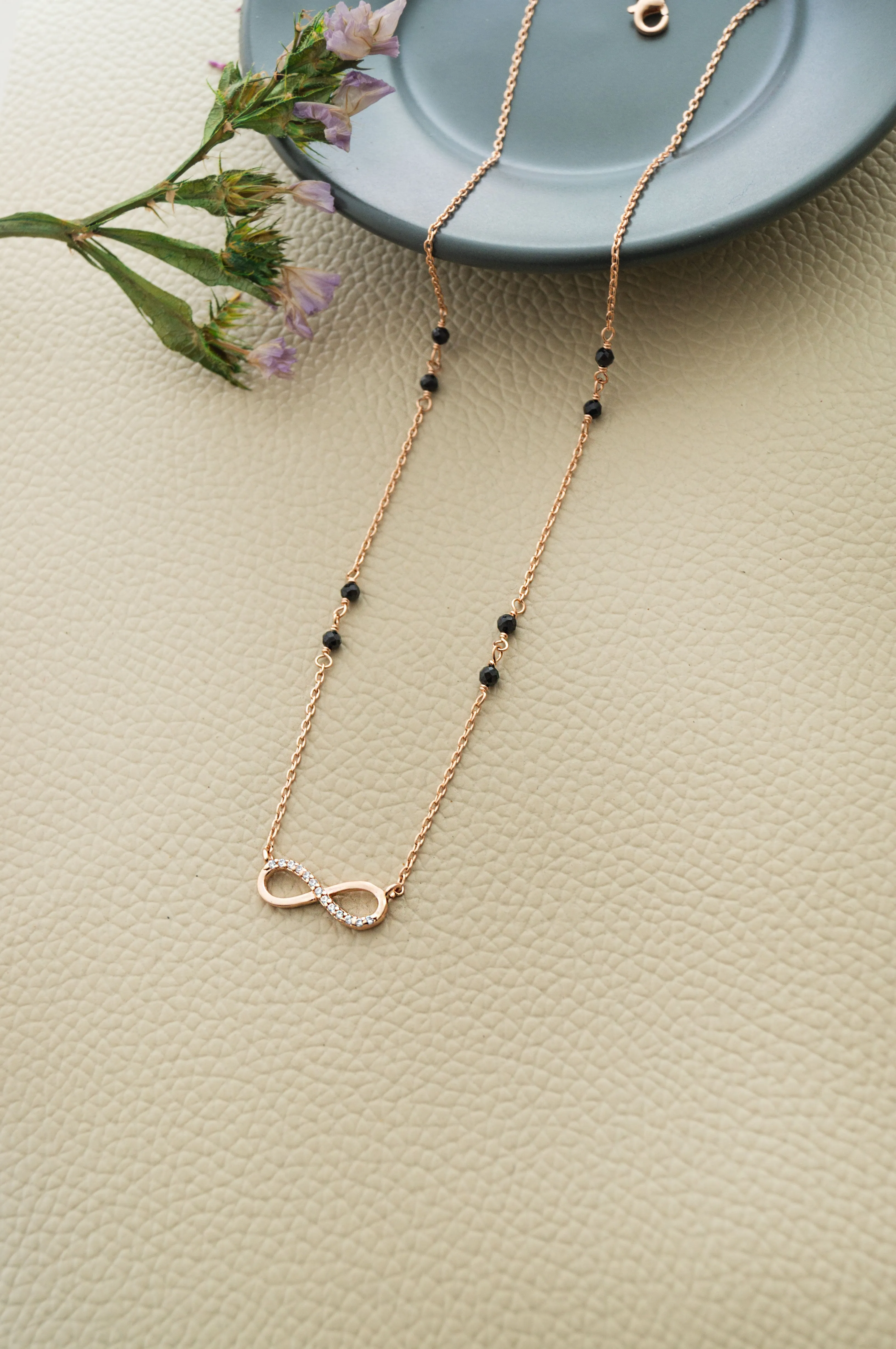 Promise Of Infinity Rose Gold Plated Sterling Silver Mangalsutra Necklace