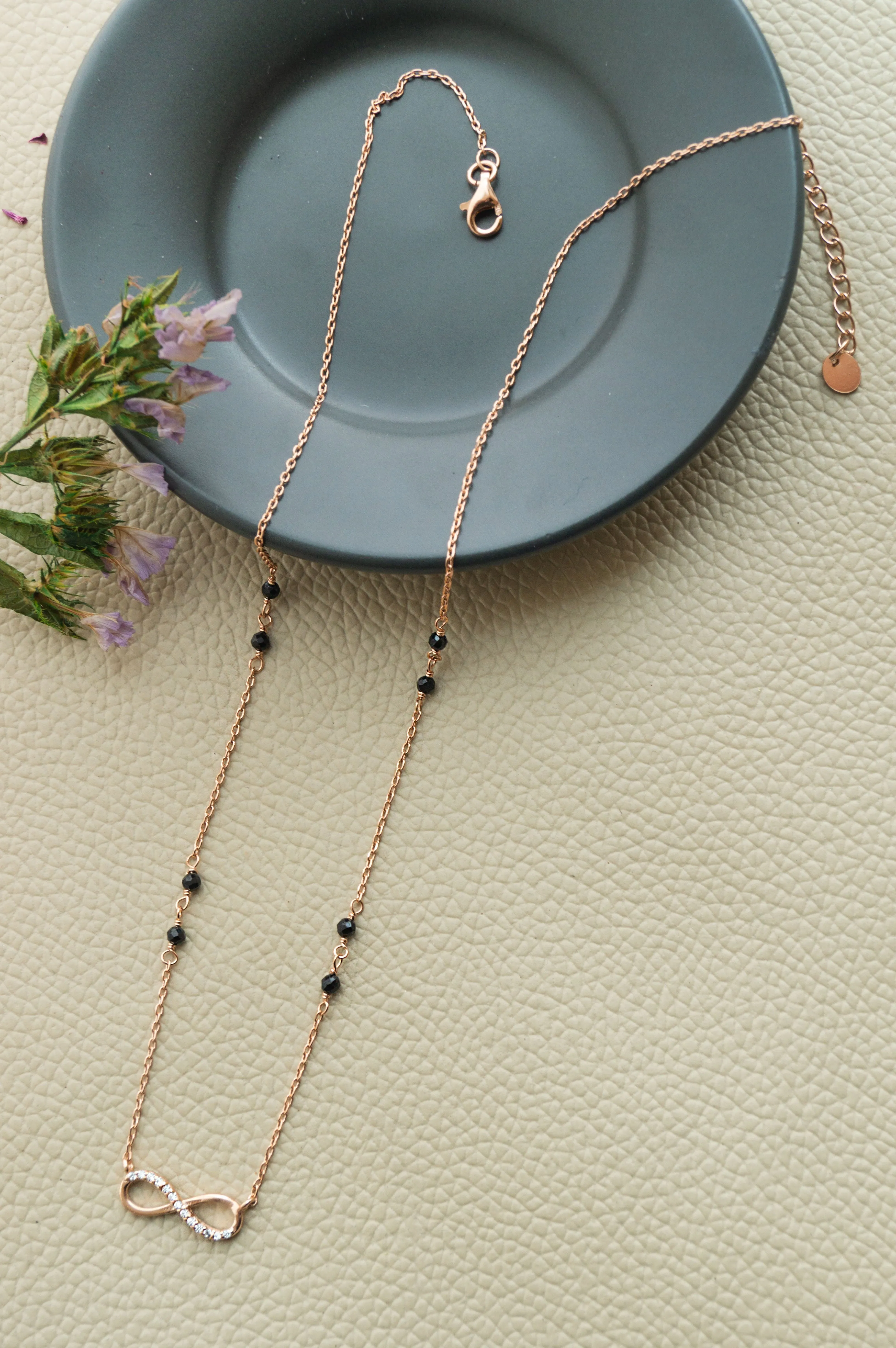 Promise Of Infinity Rose Gold Plated Sterling Silver Mangalsutra Necklace