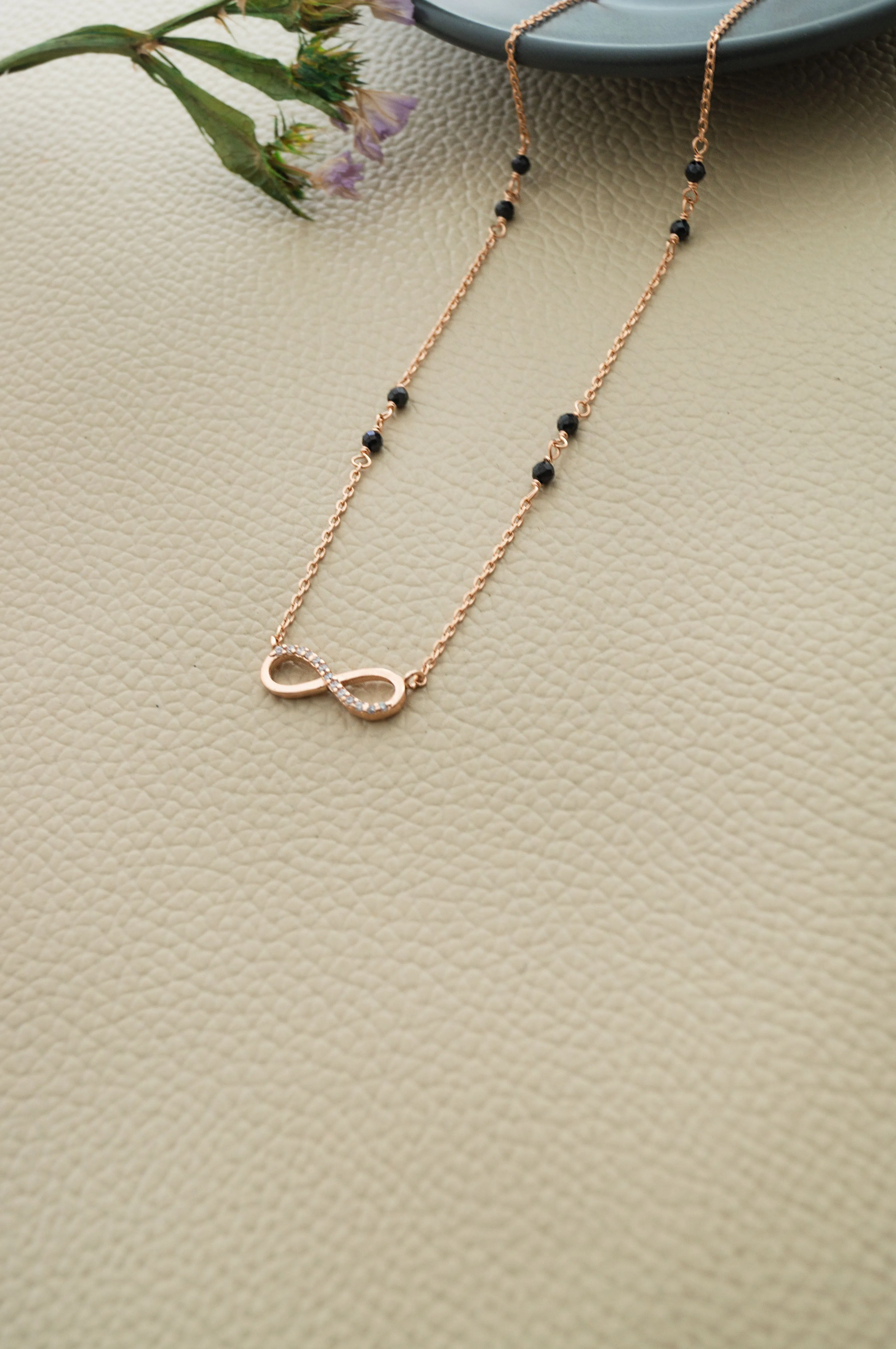 Promise Of Infinity Rose Gold Plated Sterling Silver Mangalsutra Necklace