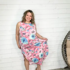 "Calgon Take Me Away" Sleeveless Floral Maxi with Pockets (Pink)