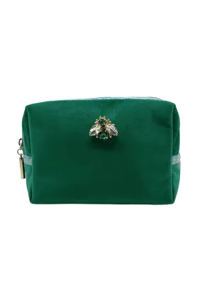 RECYCLED VELVET MAKEUP BAG EMERALD