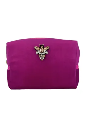 RECYCLED VELVET MAKEUP BAG FUCHSIA