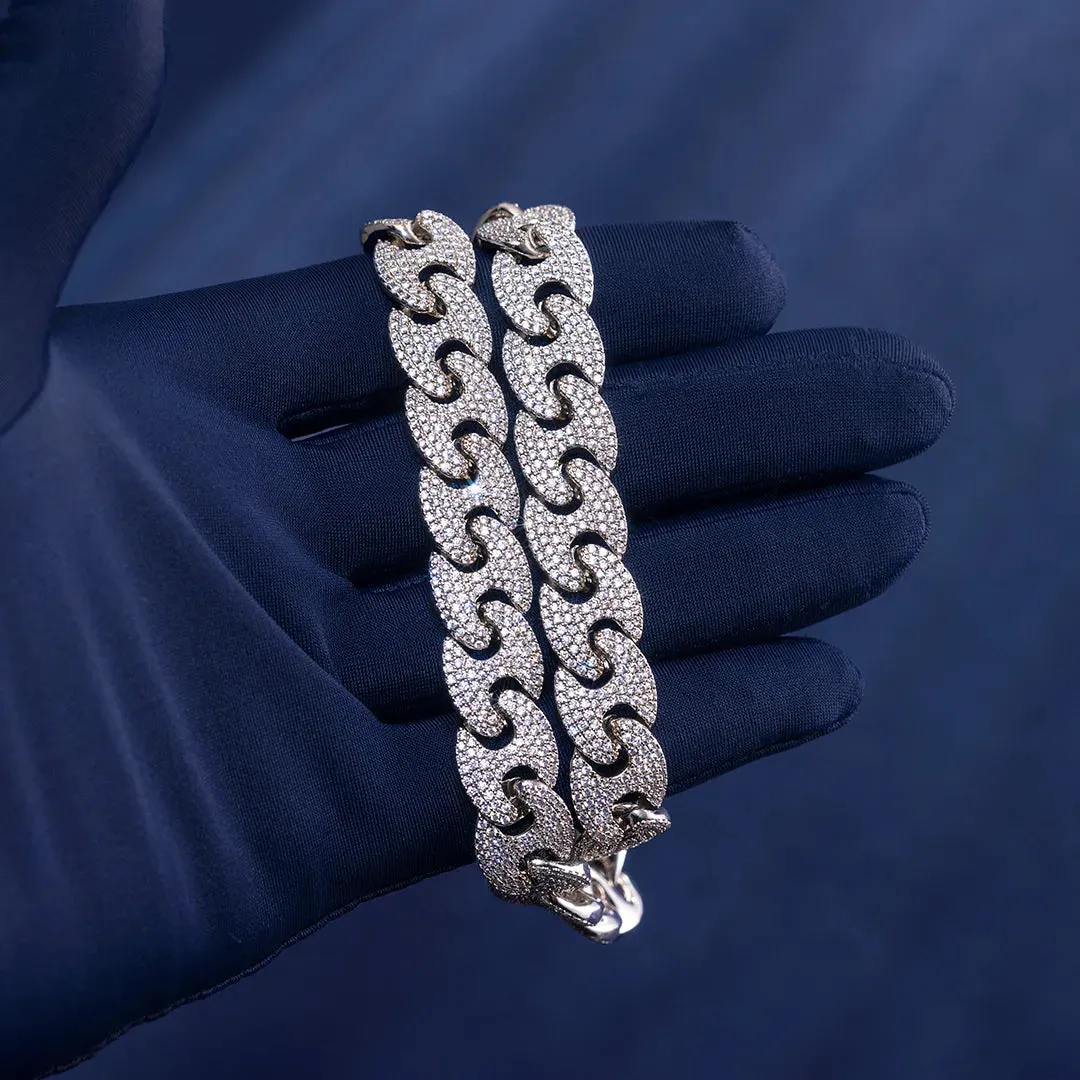 S925 Moissanite 12MM G-LINK Chain or Bracelet