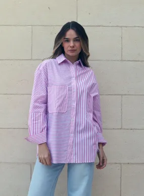 Scarlett Stripe long Sleeve Shirt-PINK