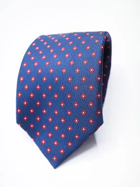 Silk Floral Print Tie - Dark Blue