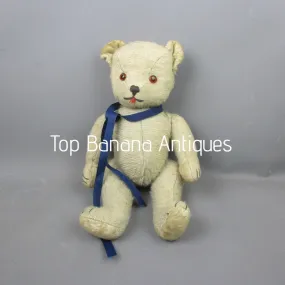 Straw Filled Plush Teddy Bear In The Manner Of Steiff Vintage c1950