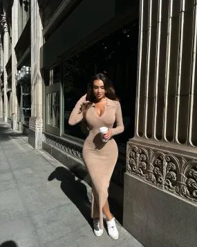 'Sunkissed' Knitted Dress in Nude