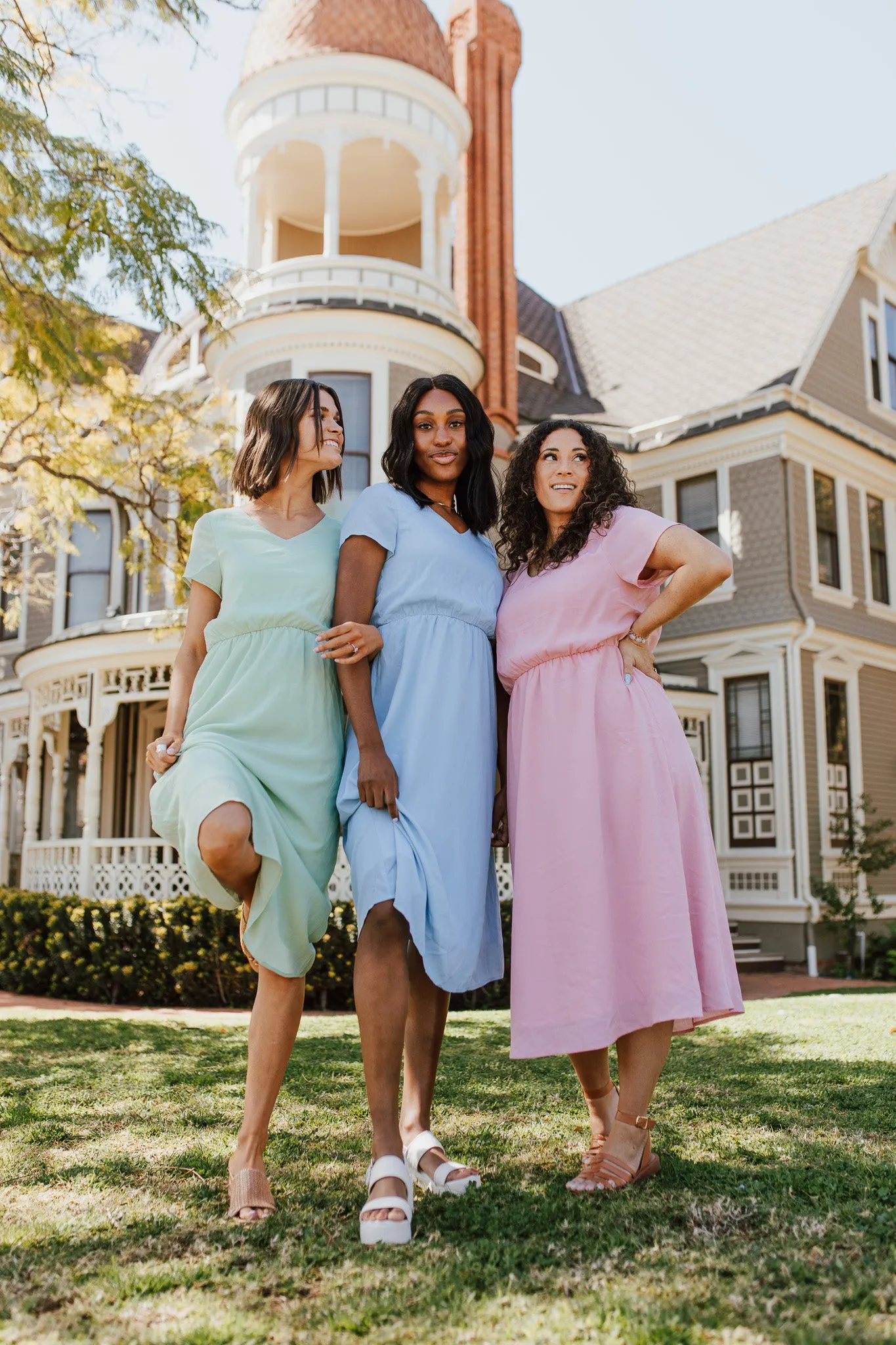 The Derby Dress in Dusty Blue