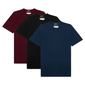 Three Pack T-Shirt - Black/Indigo/Burgundy