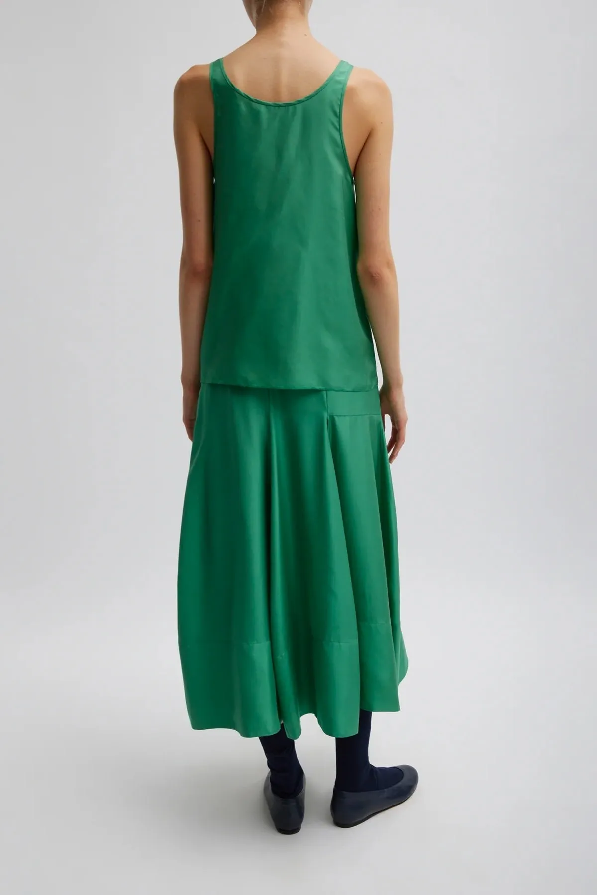 Tibi Silk Habotai Tank Top - Green Tea