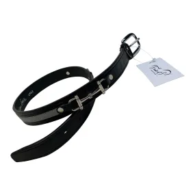 Tory Leather Ribbon & Snaffle Bits Belt in Black w/Grey - Children's Medium