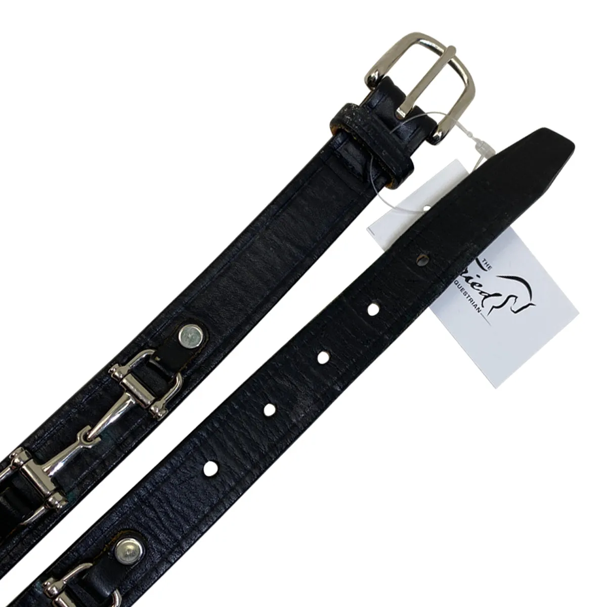 Tory Leather Ribbon & Snaffle Bits Belt in Black w/Grey - Children's Medium