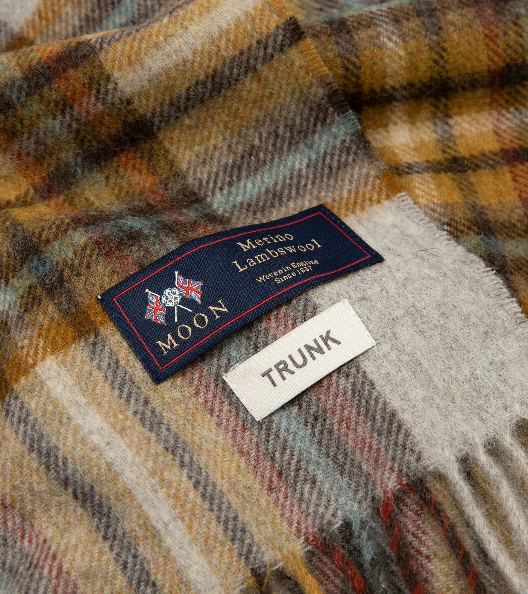 Trunk Moon Merino Check Scarf: Gold