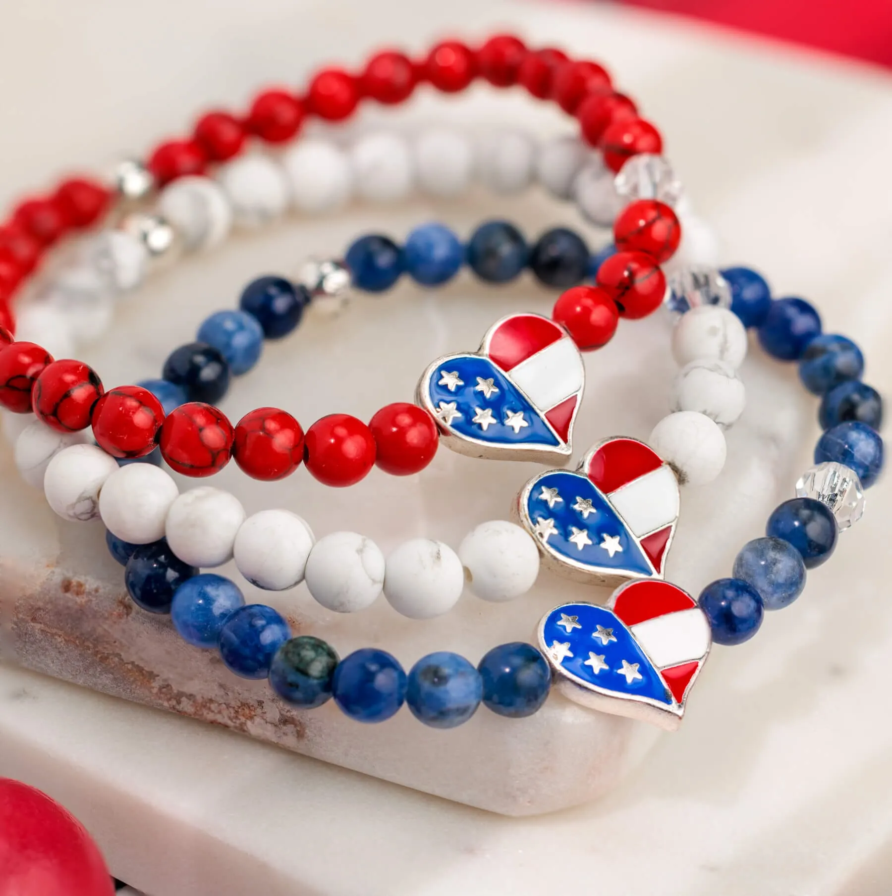 USA Love Blue Stretch Bracelet