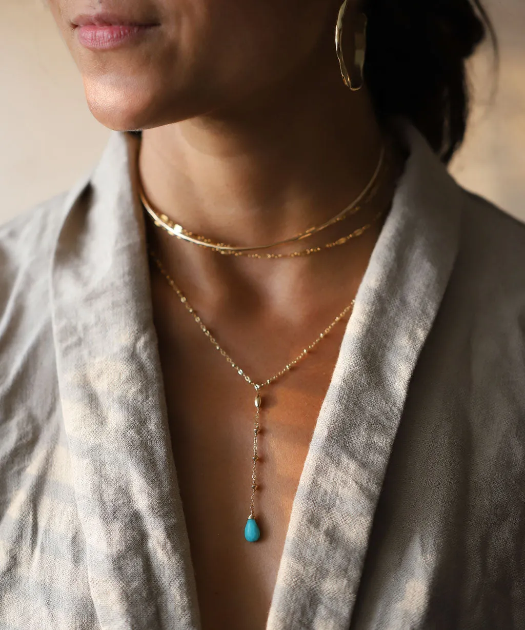 Y Gemstone Necklace - Turquoise