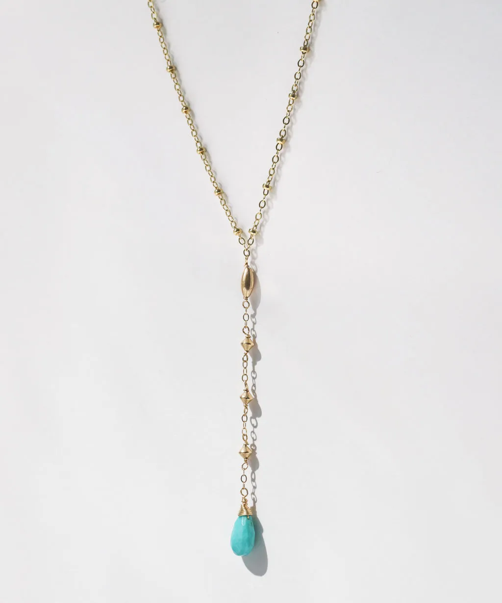 Y Gemstone Necklace - Turquoise